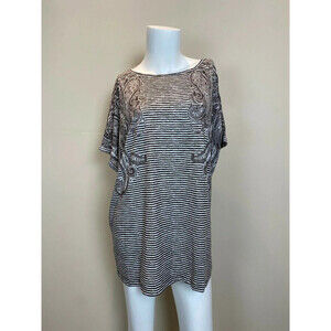 Olsen Europe Summer Studded T-Shirt In Brown White Paisley Print Size XL 16 $129